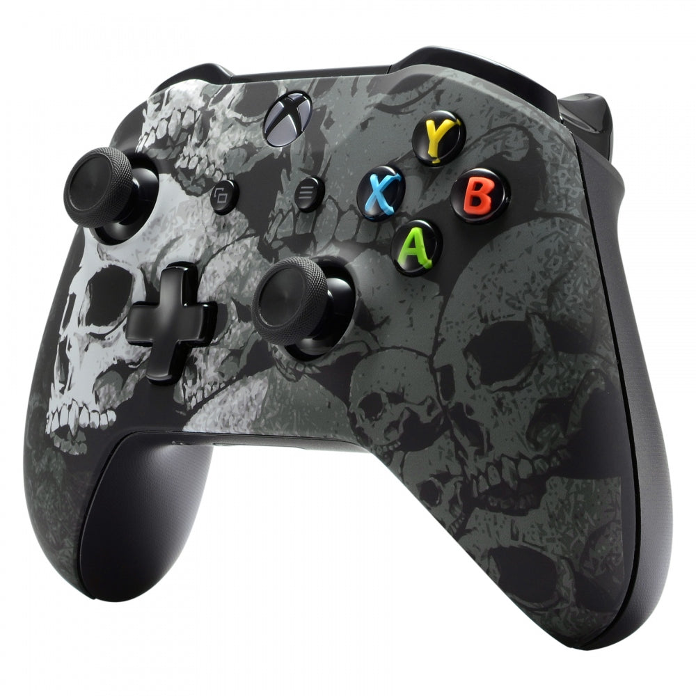 eXtremeRate Retail Lonely Skull Faceplate Soft Touch Front Housing Shell Comfortable Soft Grip Replacement Kit for Xbox One X & One S Controller - SXOFT08X