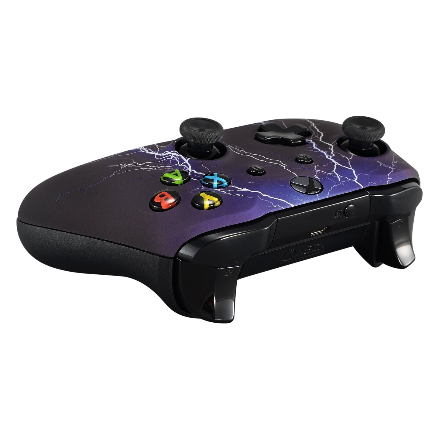 eXtremeRate Retail Purple Storm Patterned Soft Touch Top Shell for Xbox One X & One S Controller - SXOFT15X