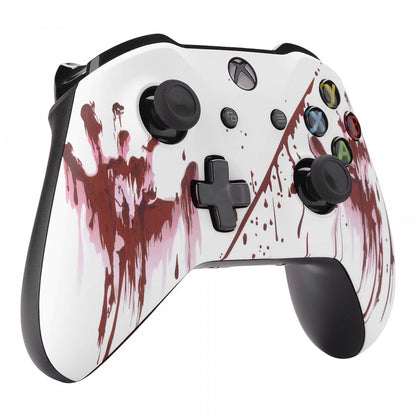 eXtremeRate Retail Bloody Hand Patterned Front Housing Shell Case, Soft Touch Faceplate Cover Replacement Kit for Xbox One S & One X Controller (Model 1708) - SXOFT45X