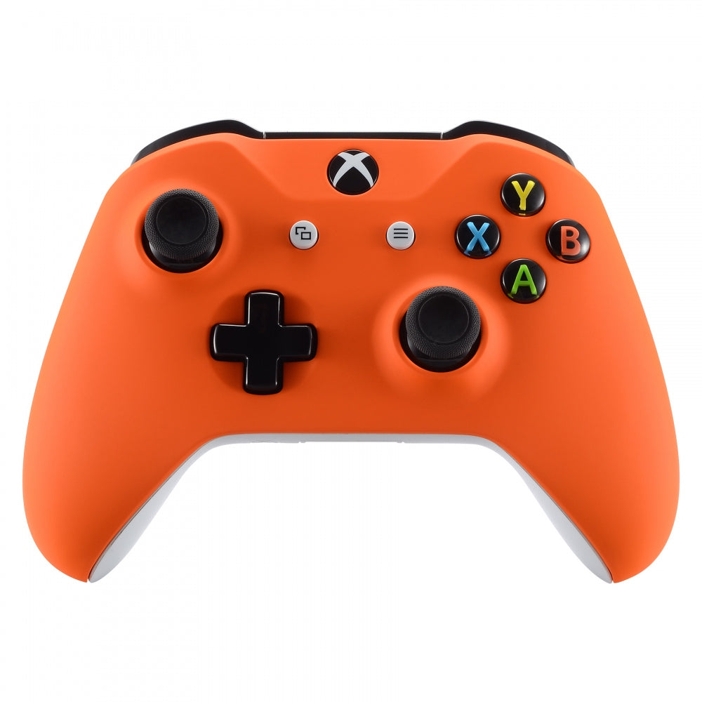 eXtremeRate Retail Orange Faceplate Cover Soft Touch Front Housing Shell Case Comfortable Soft Grip Replacement Kit for Xbox One X & One S Controller - SXOFX02