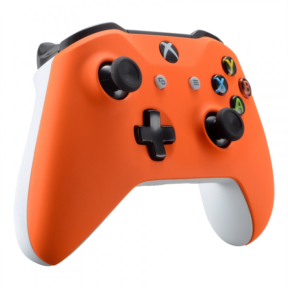 eXtremeRate Retail Orange Faceplate Cover Soft Touch Front Housing Shell Case Comfortable Soft Grip Replacement Kit for Xbox One X & One S Controller - SXOFX02