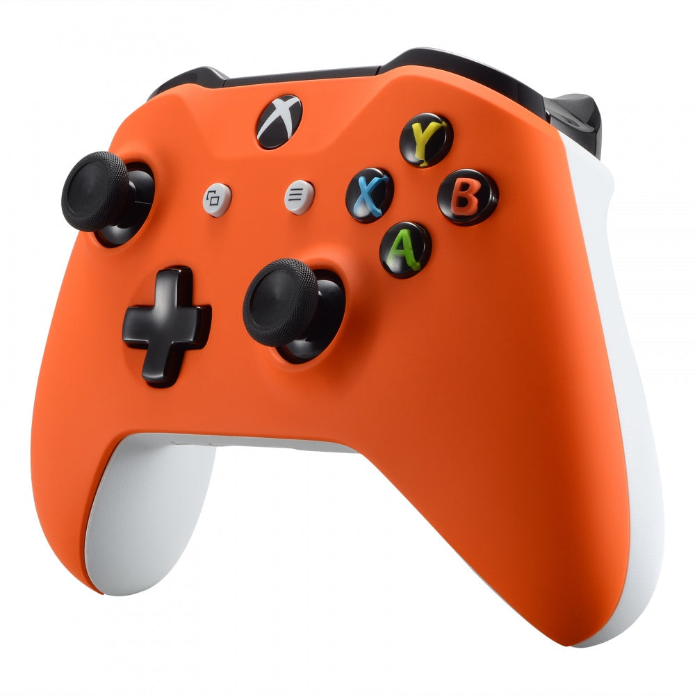 eXtremeRate Retail Orange Faceplate Cover Soft Touch Front Housing Shell Case Comfortable Soft Grip Replacement Kit for Xbox One X & One S Controller - SXOFX02