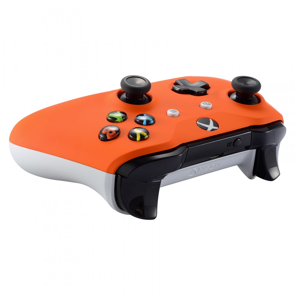 eXtremeRate Retail Orange Faceplate Cover Soft Touch Front Housing Shell Case Comfortable Soft Grip Replacement Kit for Xbox One X & One S Controller - SXOFX02