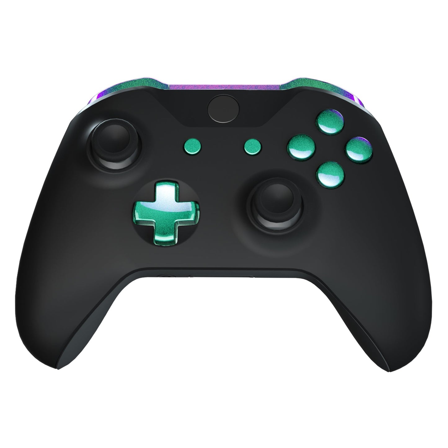 eXtremeRate Retail LB RB LT RT Bumpers Triggers D-Pad ABXY Start Back Sync Buttons, Chameleon Green Purple Full Set Buttons Repair Kits with Tools for Xbox One S X Controller (Model 1708) - SXOJ0222