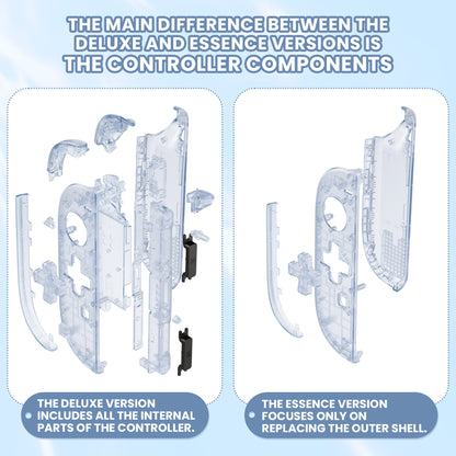 eXtremeRate Nintendo Switch 2対応ジョイコン交換フルセットシェルケース、方向ボタンバージョンボタン付き - デラックス版【クリアグレイシャーブルー】