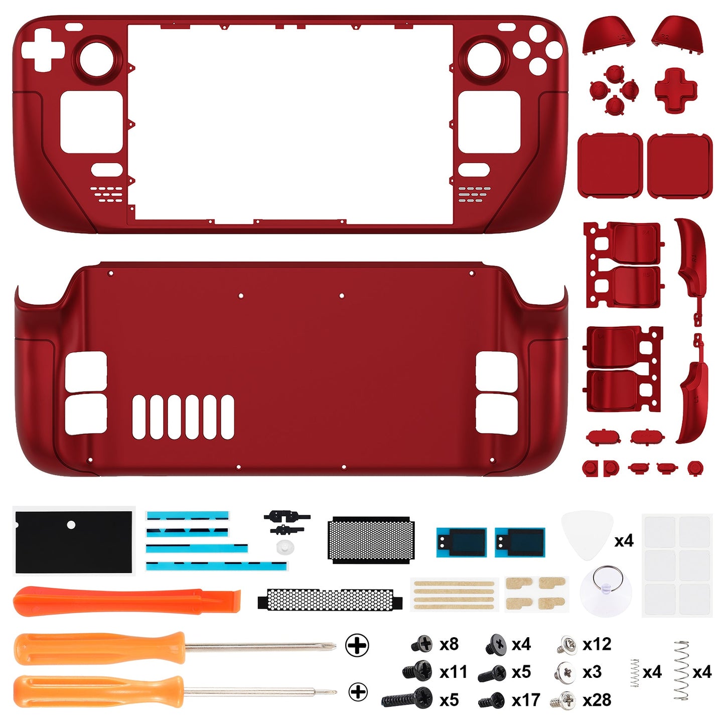 eXtremeRate Retail Scarlet Red Custom Full Set Shell with Buttons for Steam Deck Console