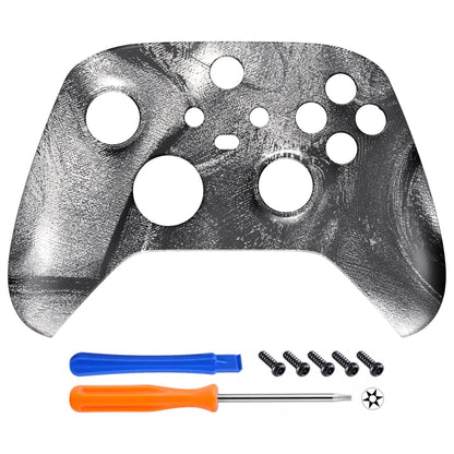 eXtremeRate Retail Silver Wave Replacement Part Faceplate, Soft Touch Grip Housing Shell Case for Xbox Series S & Xbox Series X Controller Accessories - Controller NOT Included - FX3T169