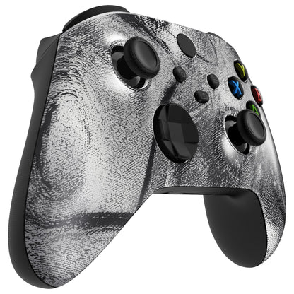 eXtremeRate Retail Silver Wave Replacement Part Faceplate, Soft Touch Grip Housing Shell Case for Xbox Series S & Xbox Series X Controller Accessories - Controller NOT Included - FX3T169