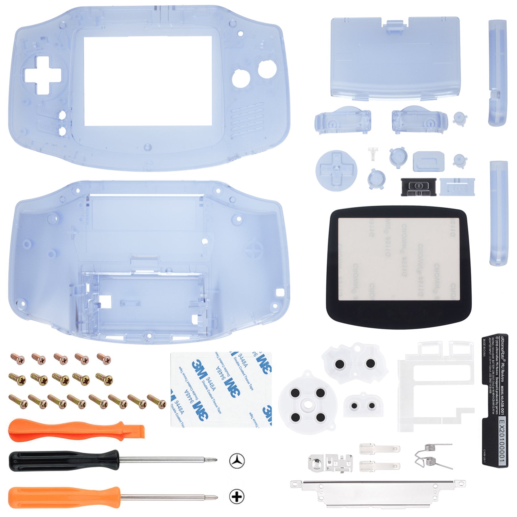 eXtremeRate Retail IPS Ready Upgraded eXtremeRate Glacier Blue Replacement Shell Full Housing Cover & Black Screen Lens for Gameboy Advance ¨C Compatible with Both IPS & Standard LCD ¨C Console & IPS Screen NOT Included - TAGM5006B