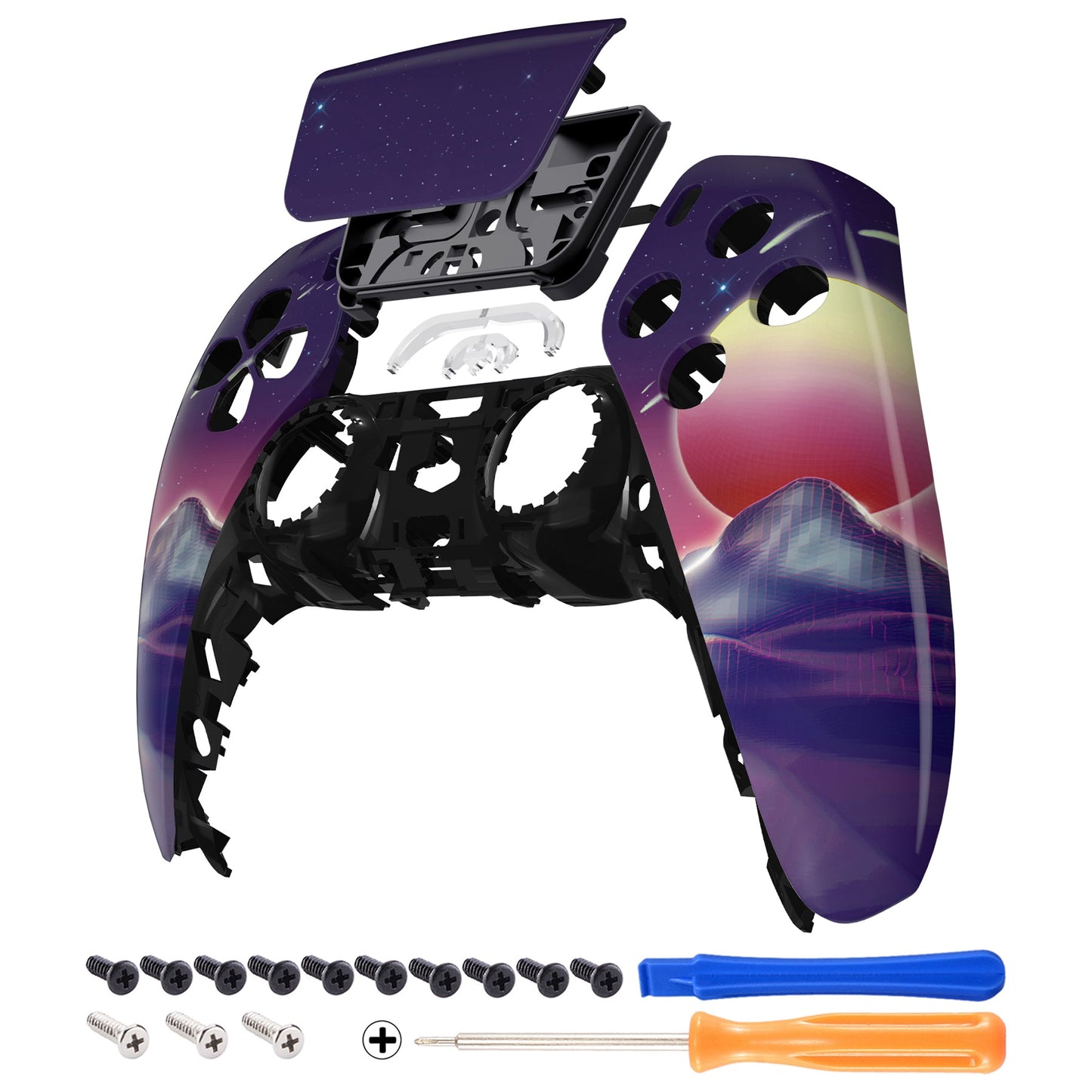 eXtremeRate Retail The Cyber Moon Touchpad Front Housing Shell Compatible with ps5 Controller BDM-010 BDM-020 BDM-030, DIY Replacement Shell Custom Touch Pad Cover Compatible with ps5 Controller - ZPFT1093G3