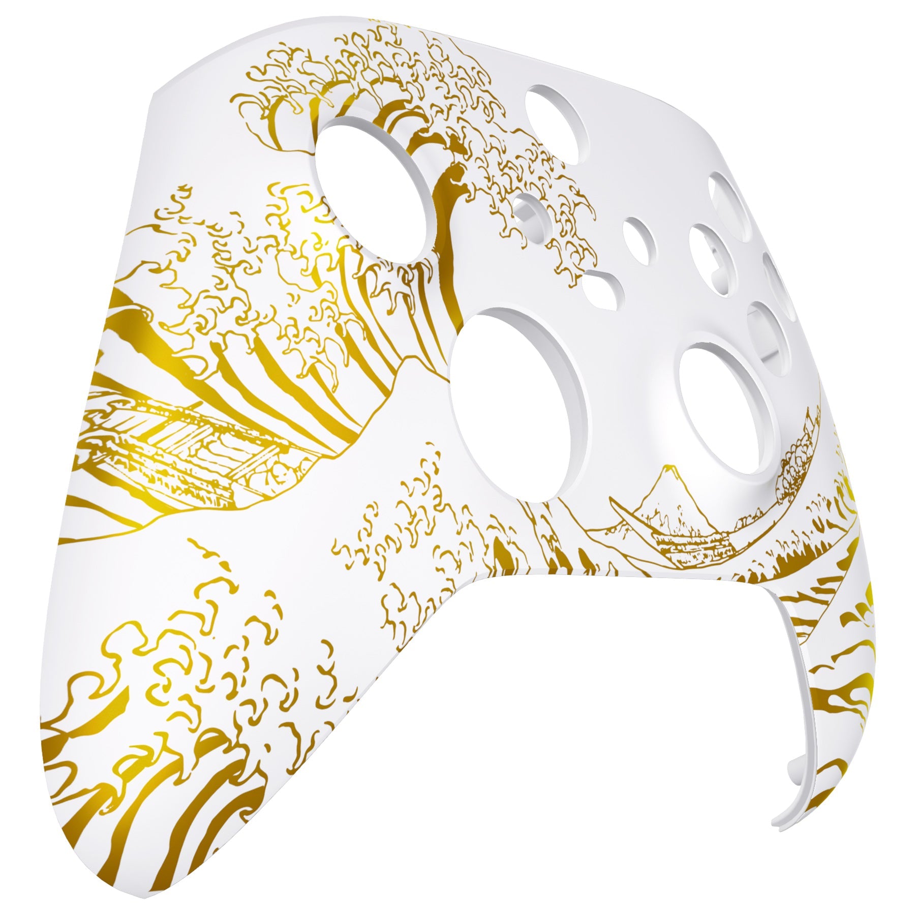 eXtremeRate Retail The Great GOLDEN Wave Off Kanagawa - White Replacement Part Faceplate, Soft Touch Grip Housing Shell Case for Xbox Series S & Xbox Series X Controller Accessories - Controller NOT Included - FX3T189