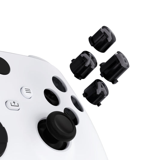 eXtremeRate Retail Three-Tone Black & Clear & Classic Gray ABXY Action Buttons with Classic Symbols for Xbox Series X & S Controller & Xbox One S/X & Xbox One Elite V1/V2 Controller - JDX3M019