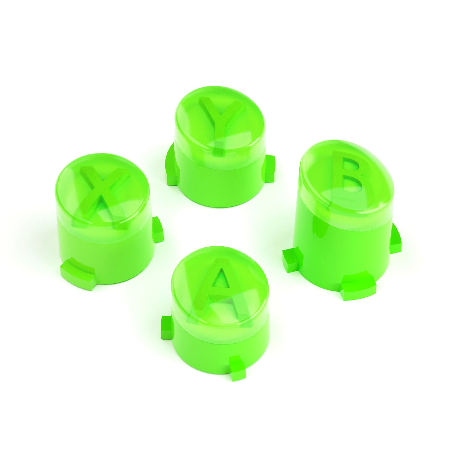 eXtremeRate Retail Three-Tone ABXY Action Buttons with Classic Symbols for Xbox Series X & S Controller & Xbox One S/X & Xbox One Elite V1/V2 Controller -Green & Clear - JDX3M014