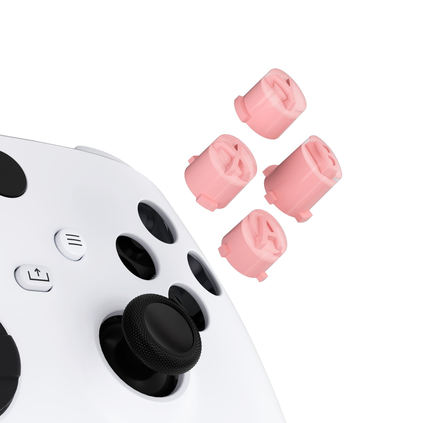 eXtremeRate Retail Three-Tone ABXY Action Buttons with Classic Symbols for Xbox Series X & S Controller & Xbox One S/X & Xbox One Elite V1/V2 Controller -Pale Red & Clear - JDX3M016