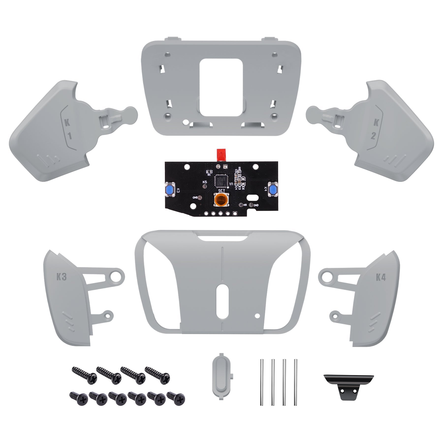 eXtremeRate Retail Turn RISE to RISE4 Kit ¨C Redesigned New Hope Gray K1 K2 K3 K4 Back Buttons Housing & Remap PCB Board for PS5 Controller eXtremeRate RISE & RISE4 Remap kit - Controller & Other RISE Accessories NOT Included - VPFM5010P