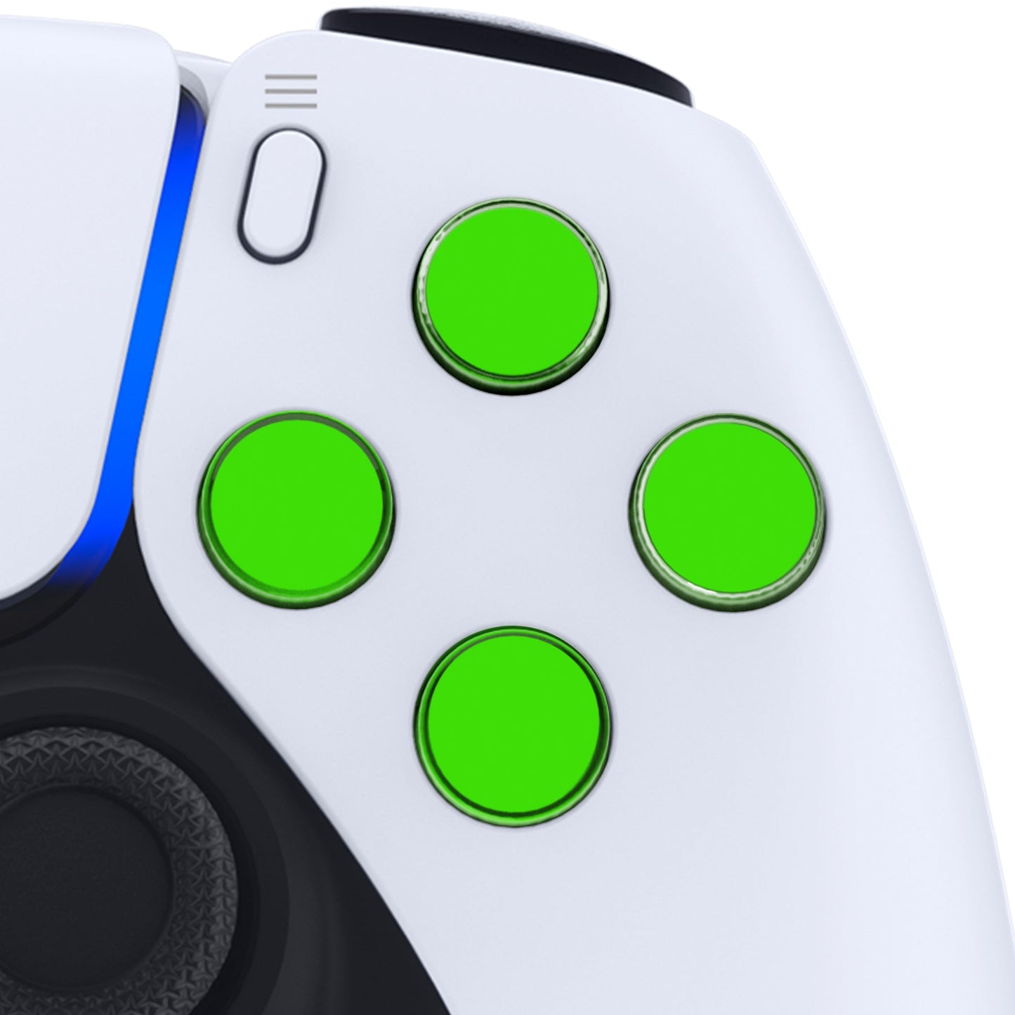 eXtremeRate Retail Two-Tone Green & Clear Custom Dpad Action Buttons Replacement No Letter Imprint D-pad Face Buttons Compatible with ps5 Controller - JPFG007