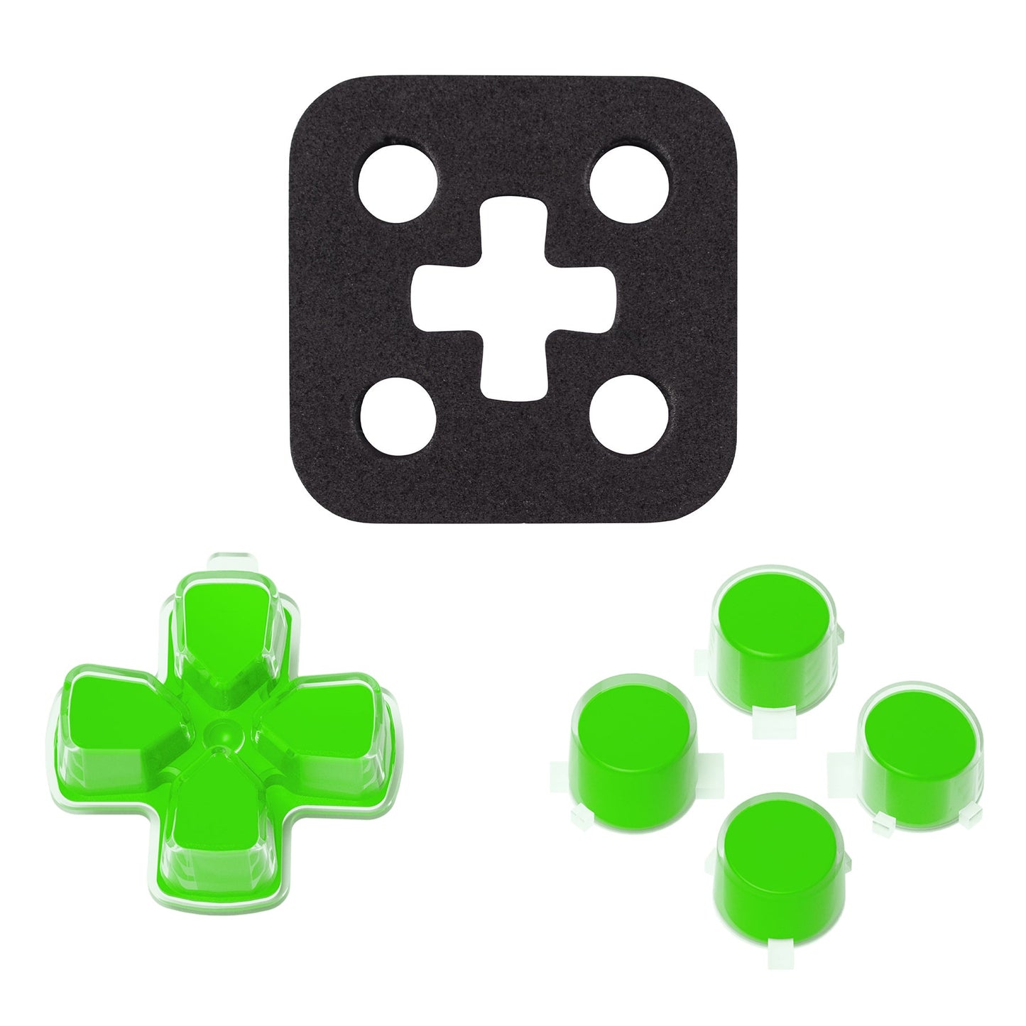 eXtremeRate Retail Two-Tone Green & Clear Custom Dpad Action Buttons Replacement No Letter Imprint D-pad Face Buttons Compatible with ps5 Controller - JPFG007