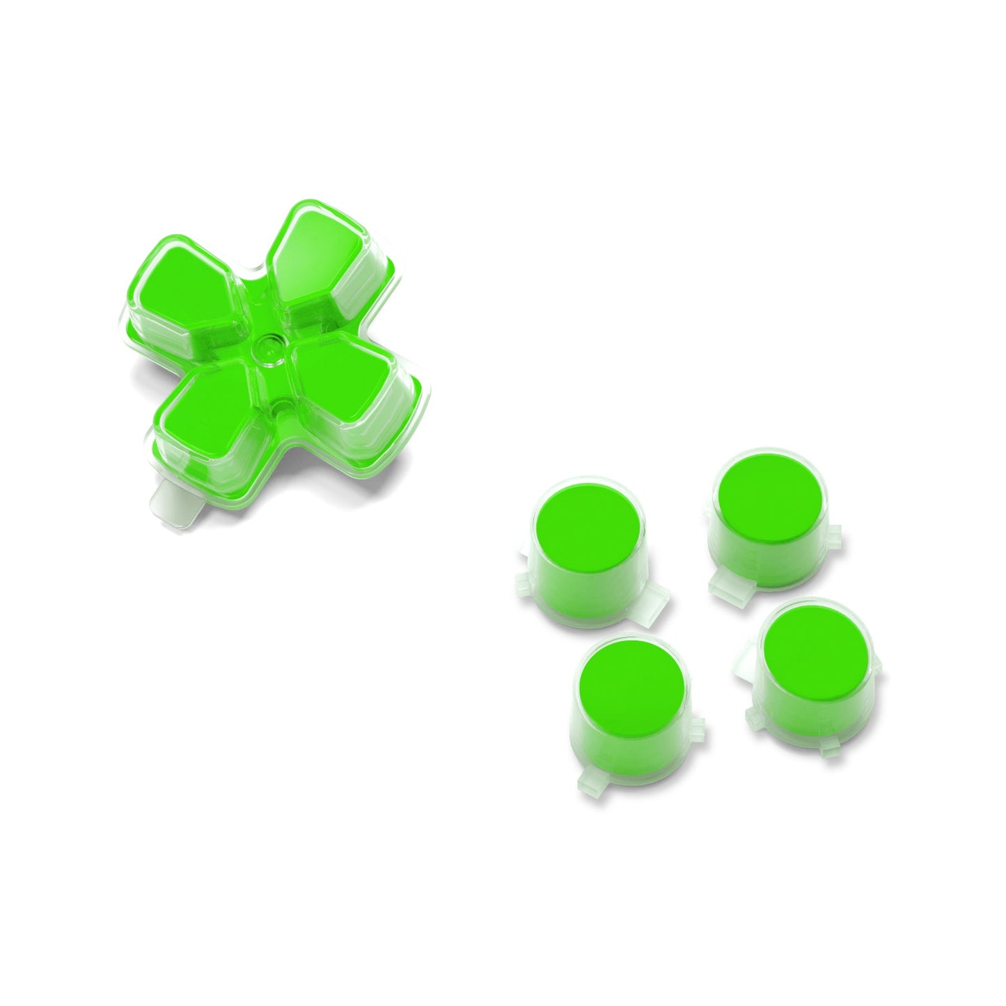 eXtremeRate Retail Two-Tone Green & Clear Custom Dpad Action Buttons Replacement No Letter Imprint D-pad Face Buttons Compatible with ps5 Controller - JPFG007