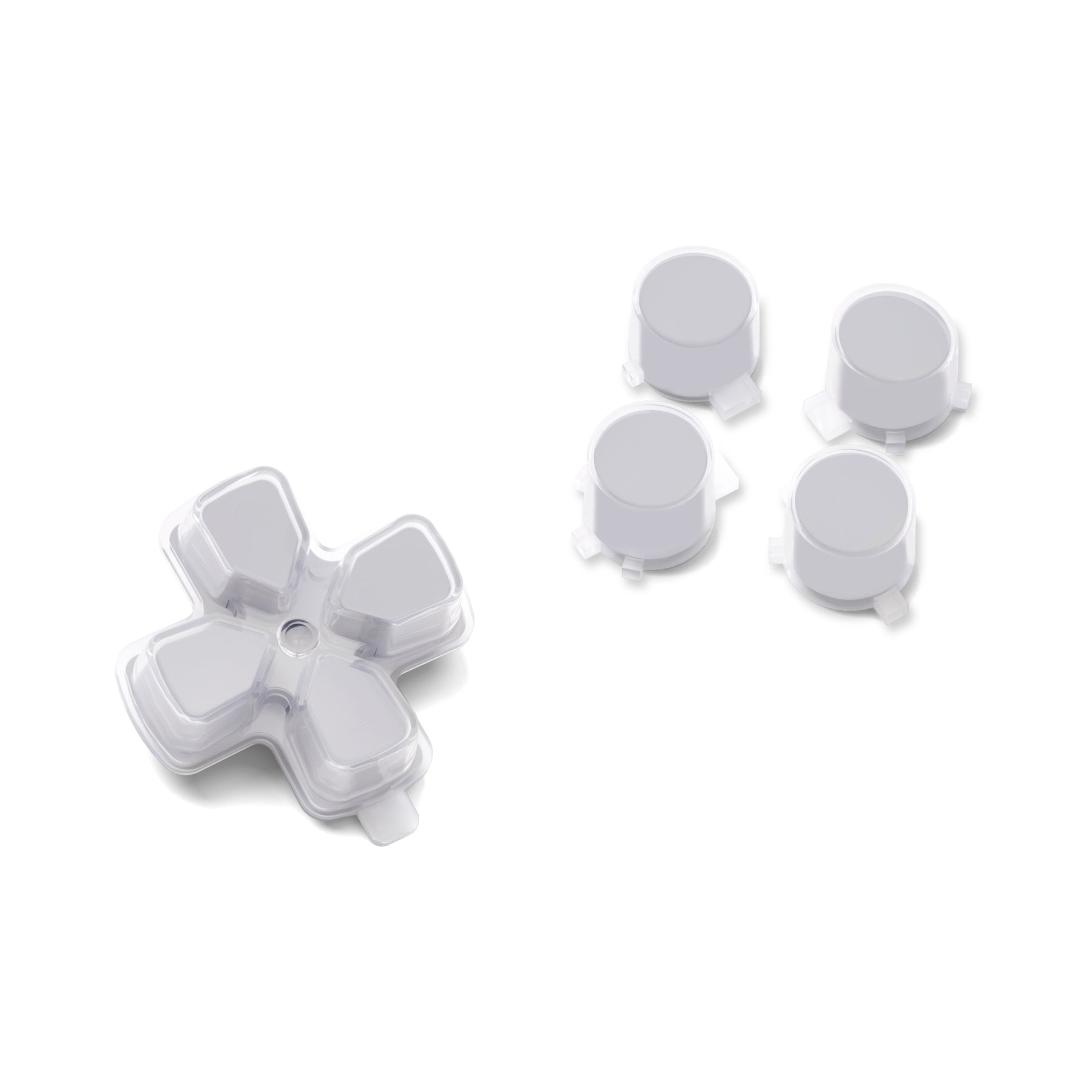 eXtremeRate Retail Two-Tone New Hope Gray & Clear Custom Dpad Action Buttons Replacement No Letter Imprint D-pad Face Buttons Compatible with ps5 Controller - JPFG008