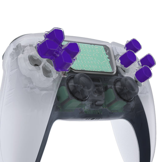 eXtremeRate Retail Two-Tone Purple & Clear Custom Dpad Action Buttons Replacement No Letter Imprint D-pad Face Buttons Compatible with ps5 Controller - JPFG006