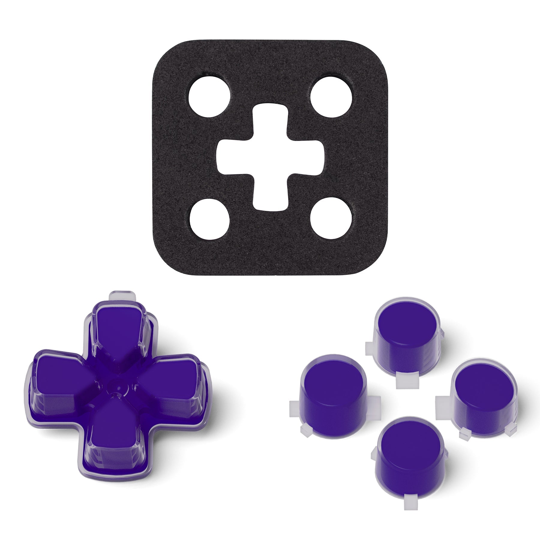 eXtremeRate Retail Two-Tone Purple & Clear Custom Dpad Action Buttons Replacement No Letter Imprint D-pad Face Buttons Compatible with ps5 Controller - JPFG006