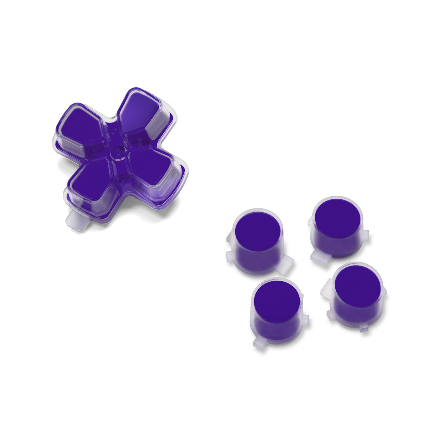 eXtremeRate Retail Two-Tone Purple & Clear Custom Dpad Action Buttons Replacement No Letter Imprint D-pad Face Buttons Compatible with ps5 Controller - JPFG006