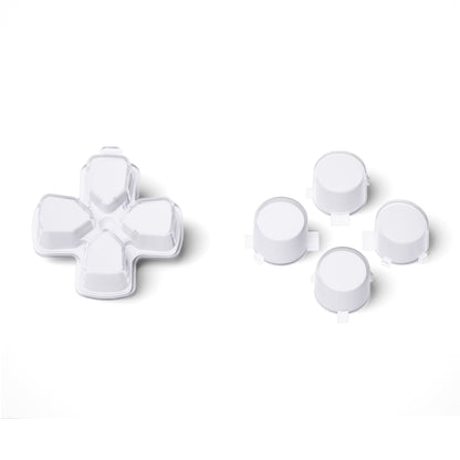 eXtremeRate Retail Two-Tone Robot White & Clear Custom Dpad Action Buttons Replacement No Letter Imprint D-pad Face Buttons Compatible with ps5 Controller - JPFG009