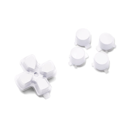 eXtremeRate Retail Two-Tone Robot White & Clear Custom Dpad Action Buttons Replacement No Letter Imprint D-pad Face Buttons Compatible with ps5 Controller - JPFG009