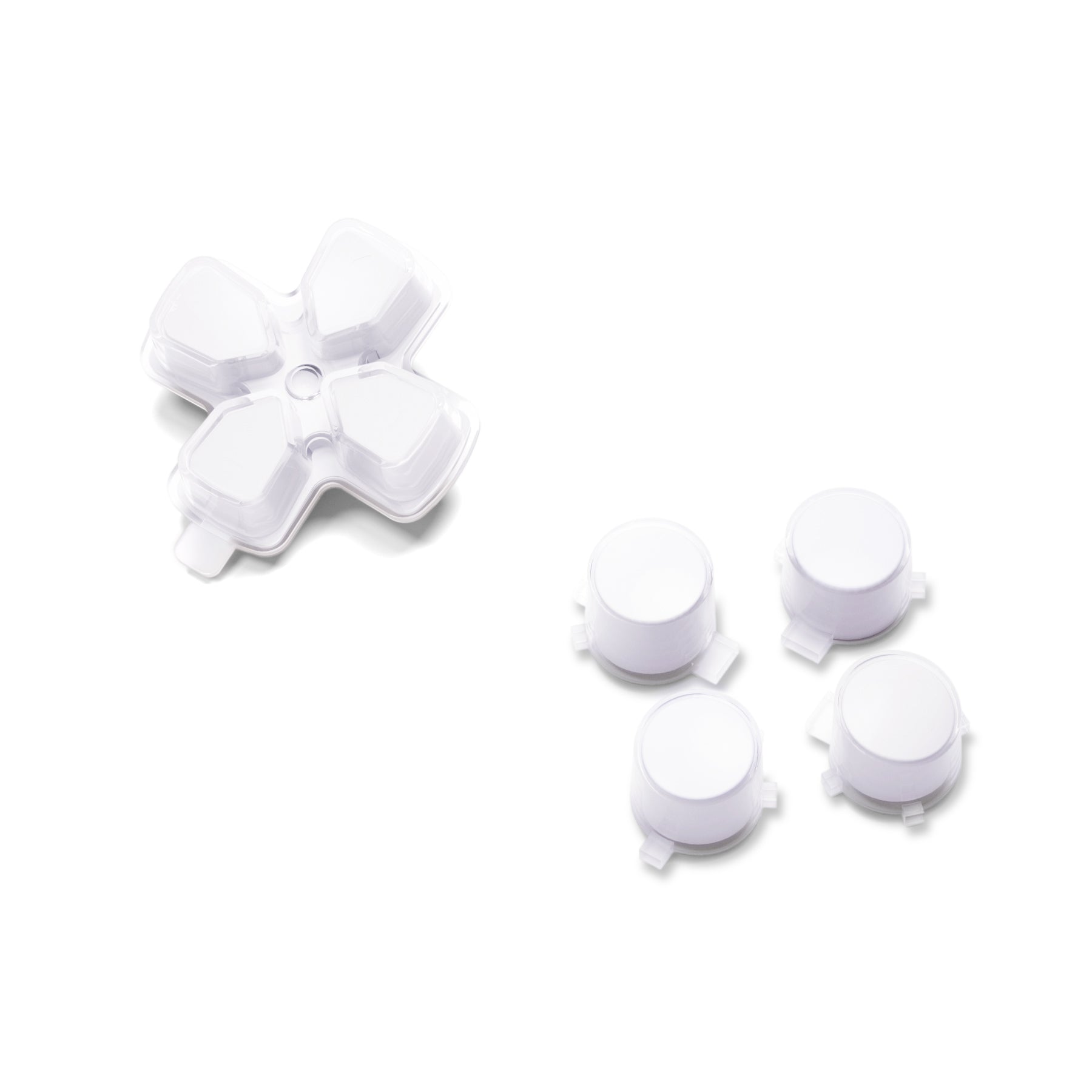 eXtremeRate Retail Two-Tone Robot White & Clear Custom Dpad Action Buttons Replacement No Letter Imprint D-pad Face Buttons Compatible with ps5 Controller - JPFG009