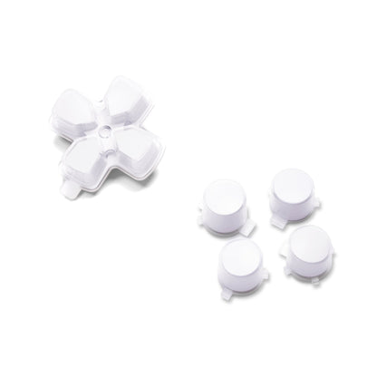 eXtremeRate Retail Two-Tone Robot White & Clear Custom Dpad Action Buttons Replacement No Letter Imprint D-pad Face Buttons Compatible with ps5 Controller - JPFG009