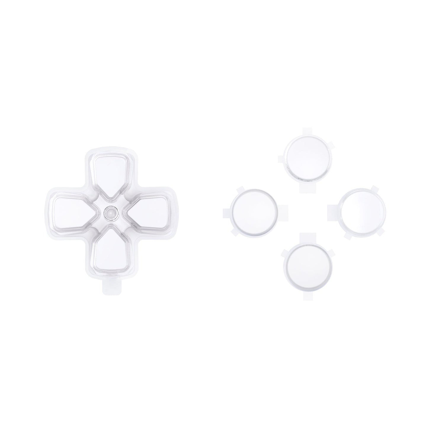 eXtremeRate Retail Two-Tone Robot White & Clear Custom Dpad Action Buttons Replacement No Letter Imprint D-pad Face Buttons Compatible with ps5 Controller - JPFG009