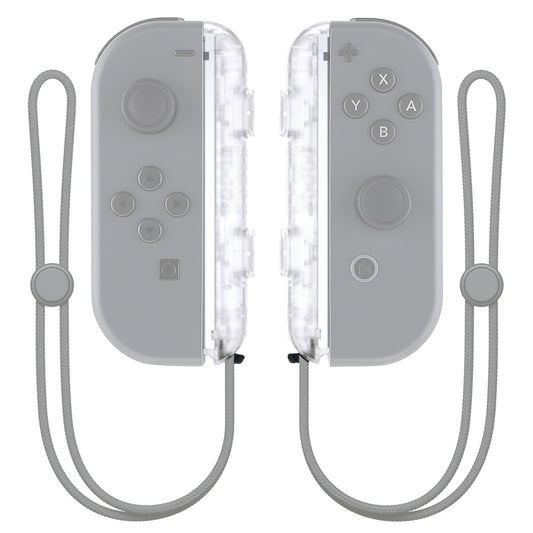 eXtremeRate Retail Clear Replacement shell for NS Switch Joycon Strap, Custom Joy-Con Wrist Strap Housing Buttons for NS Switch - 2 Pack - UEM501