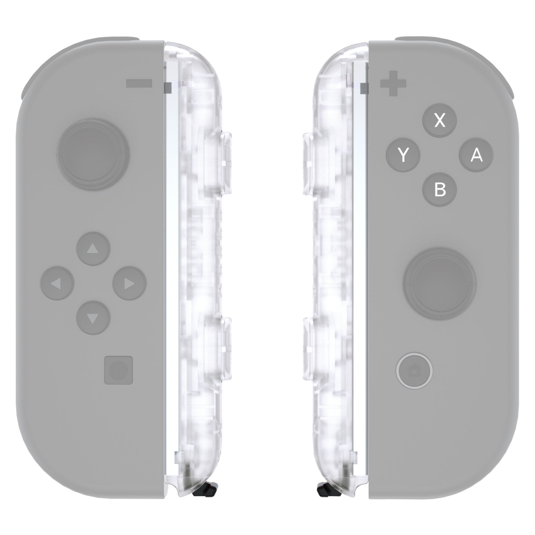 eXtremeRate Retail Clear Replacement shell for NS Switch Joycon Strap, Custom Joy-Con Wrist Strap Housing Buttons for NS Switch - 2 Pack - UEM501