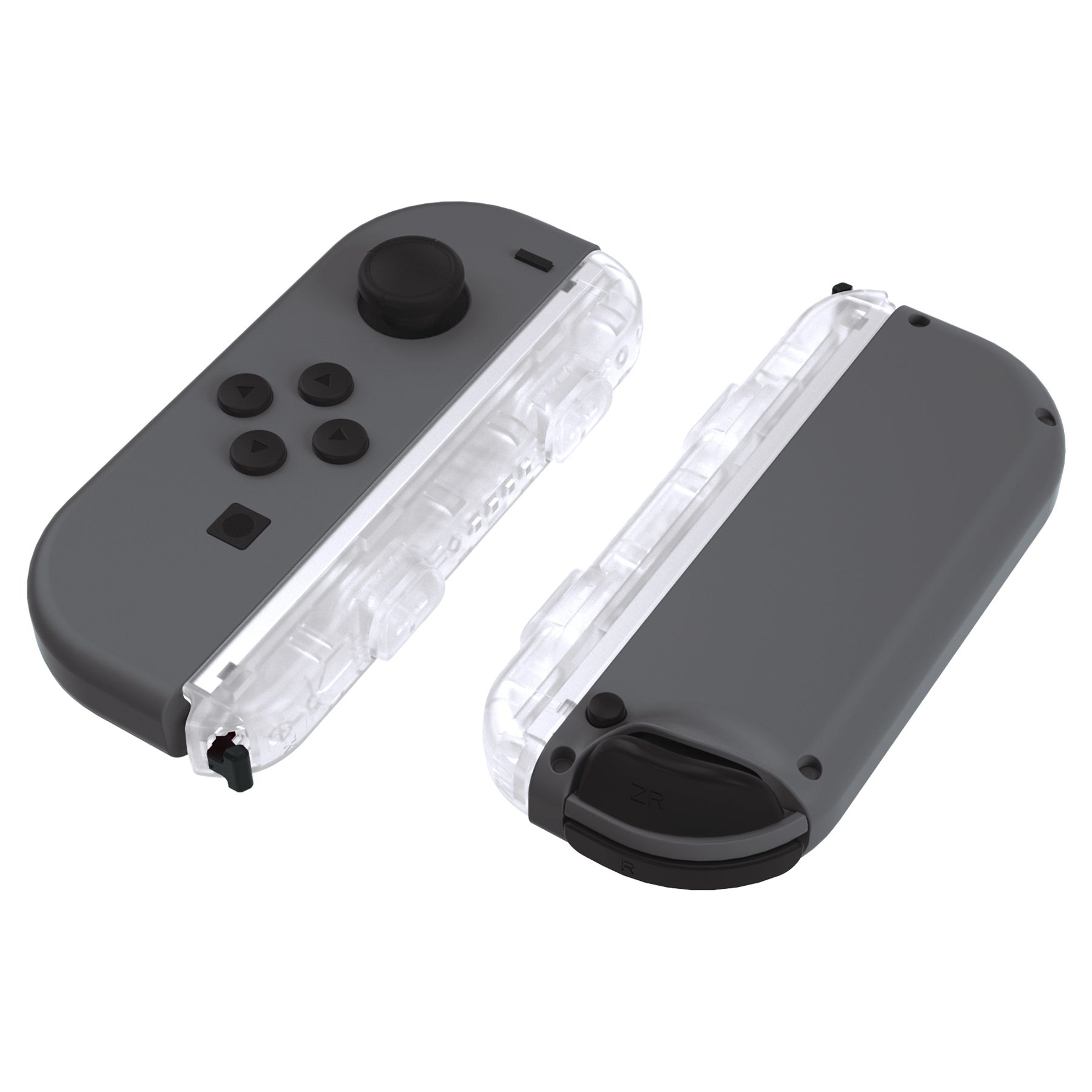 eXtremeRate Retail Clear Replacement shell for NS Switch Joycon Strap, Custom Joy-Con Wrist Strap Housing Buttons for NS Switch - 2 Pack - UEM501