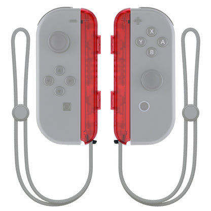 eXtremeRate Retail Clear Red Replacement shell for NS Switch Joycon Strap, Custom Joy-Con Wrist Strap Housing Buttons for NS Switch - 2 Pack - UEM502