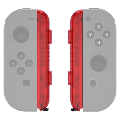 eXtremeRate Retail Clear Red Replacement shell for NS Switch Joycon Strap, Custom Joy-Con Wrist Strap Housing Buttons for NS Switch - 2 Pack - UEM502