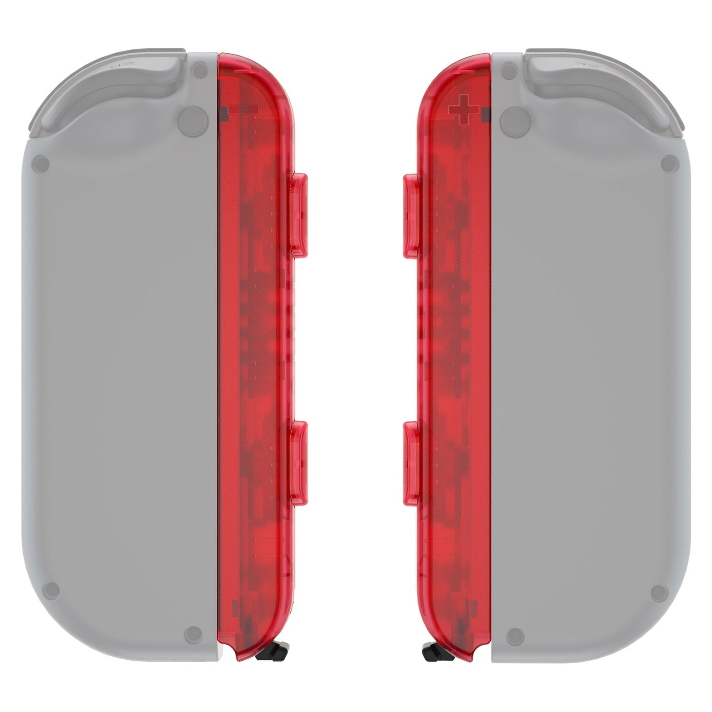 eXtremeRate Retail Clear Red Replacement shell for NS Switch Joycon Strap, Custom Joy-Con Wrist Strap Housing Buttons for NS Switch - 2 Pack - UEM502