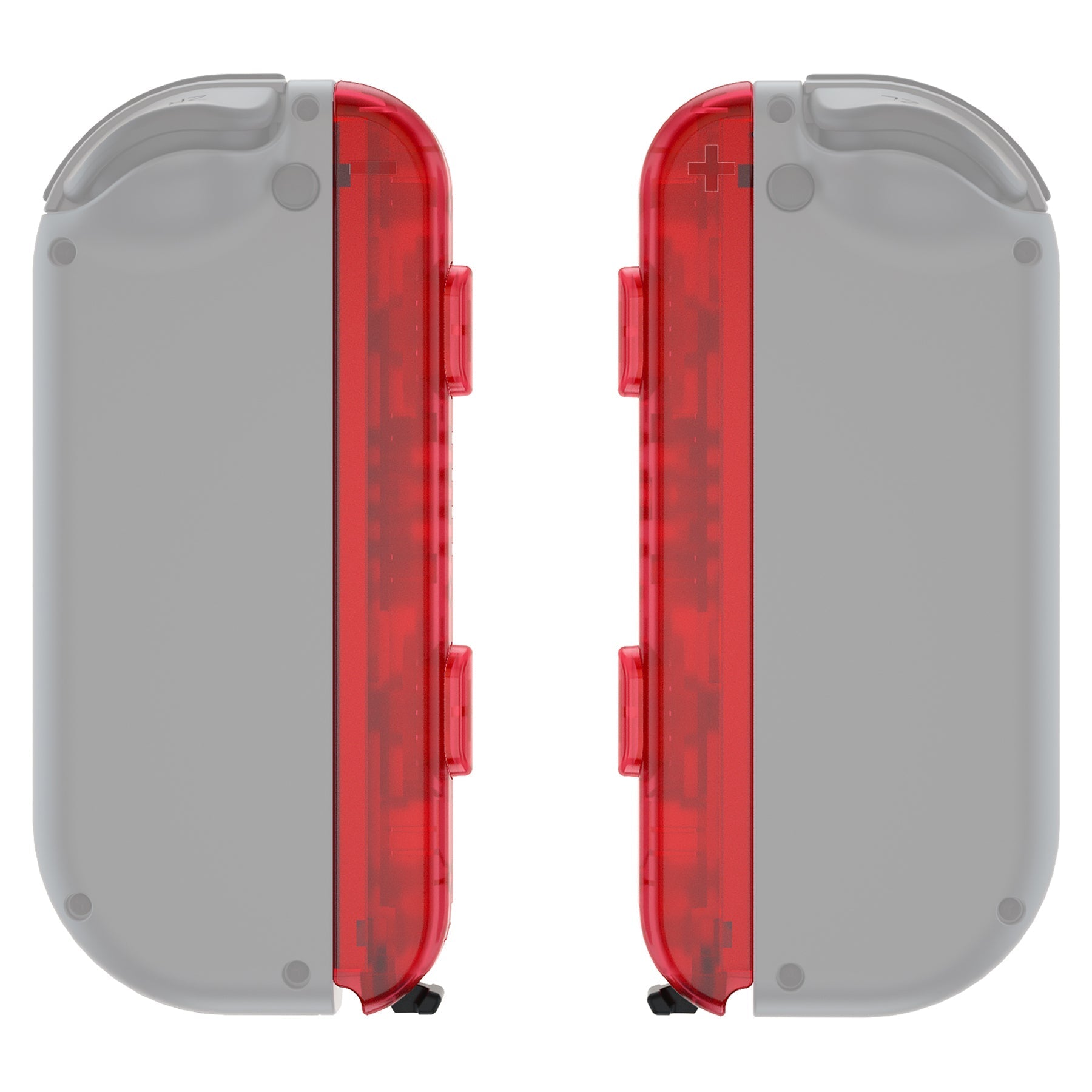 eXtremeRate Retail Clear Red Replacement shell for NS Switch Joycon Strap, Custom Joy-Con Wrist Strap Housing Buttons for NS Switch - 2 Pack - UEM502