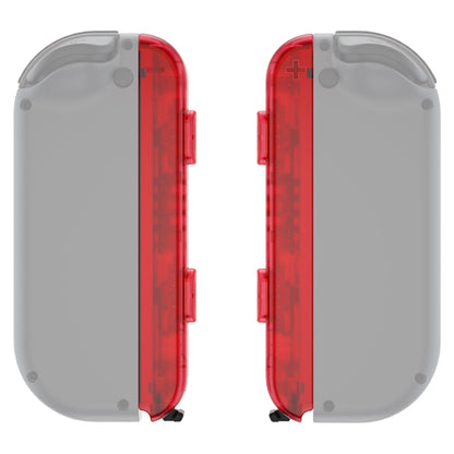 eXtremeRate Retail Clear Red Replacement shell for NS Switch Joycon Strap, Custom Joy-Con Wrist Strap Housing Buttons for NS Switch - 2 Pack - UEM502