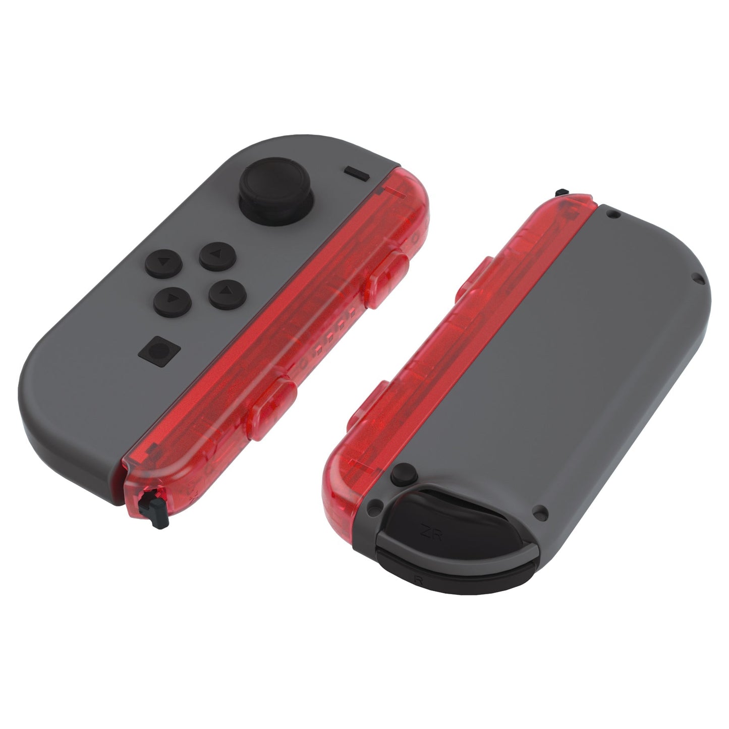 eXtremeRate Retail Clear Red Replacement shell for NS Switch Joycon Strap, Custom Joy-Con Wrist Strap Housing Buttons for NS Switch - 2 Pack - UEM502