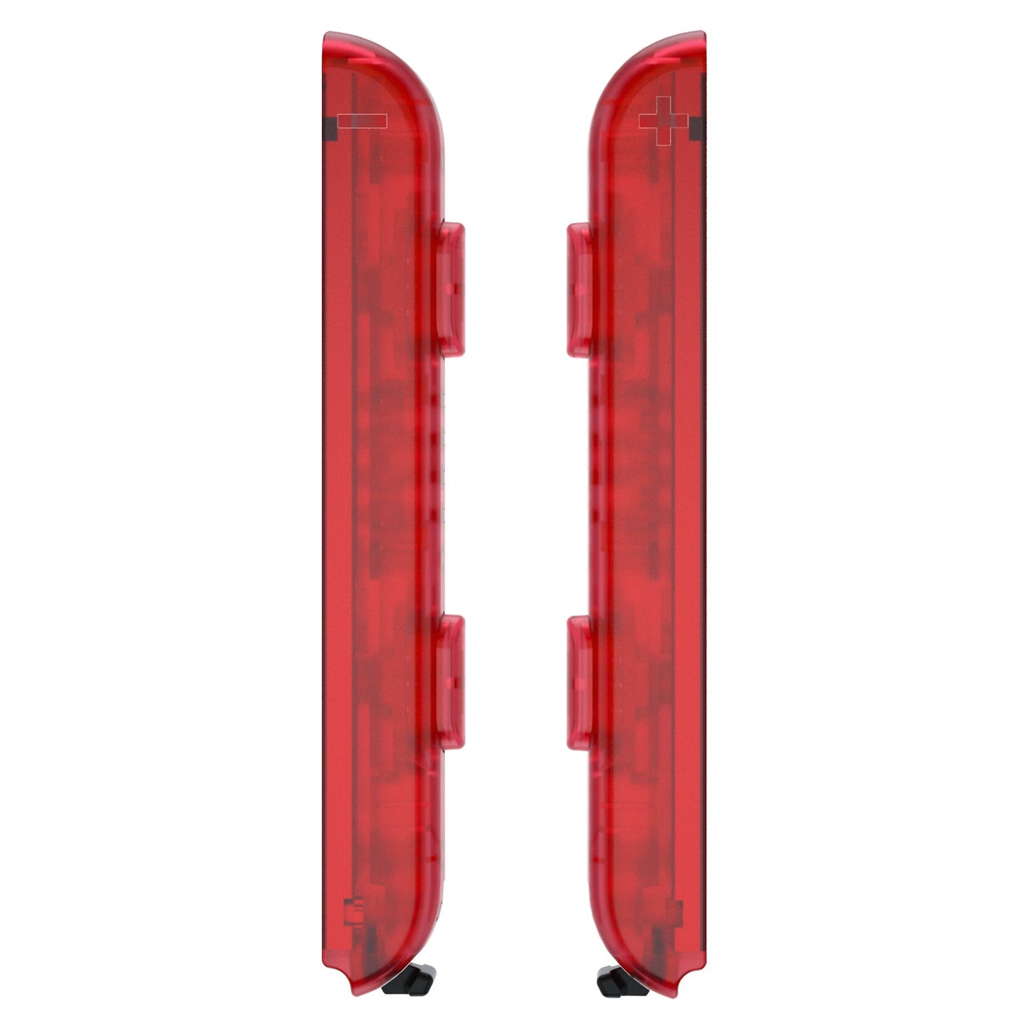 eXtremeRate Retail Clear Red Replacement shell for NS Switch Joycon Strap, Custom Joy-Con Wrist Strap Housing Buttons for NS Switch - 2 Pack - UEM502