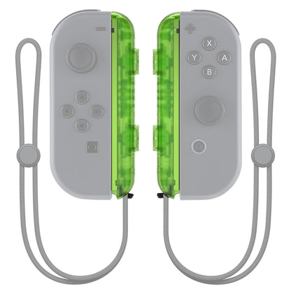 eXtremeRate Retail Clear Green Replacement shell for NS Switch Joycon Strap, Custom Joy-Con Wrist Strap Housing Buttons for NS Switch - 2 Pack - UEM503