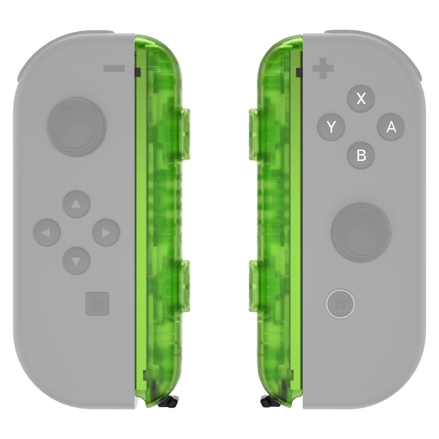 eXtremeRate Retail Clear Green Replacement shell for NS Switch Joycon Strap, Custom Joy-Con Wrist Strap Housing Buttons for NS Switch - 2 Pack - UEM503