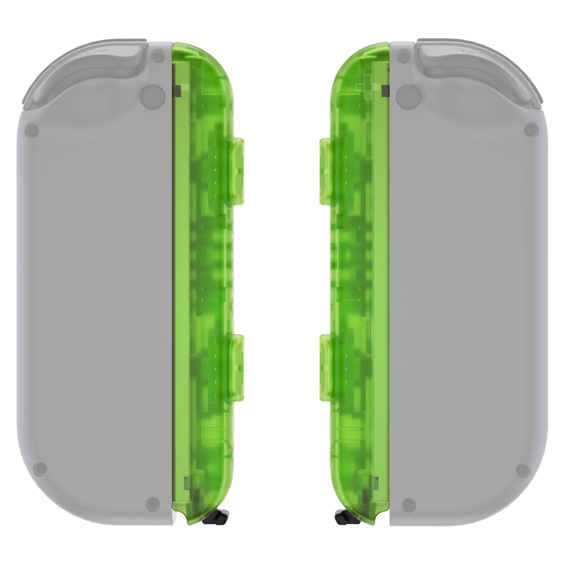 eXtremeRate Retail Clear Green Replacement shell for NS Switch Joycon Strap, Custom Joy-Con Wrist Strap Housing Buttons for NS Switch - 2 Pack - UEM503