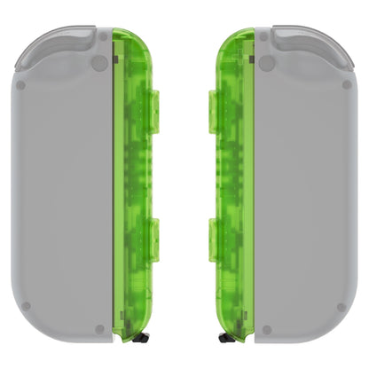 eXtremeRate Retail Clear Green Replacement shell for NS Switch Joycon Strap, Custom Joy-Con Wrist Strap Housing Buttons for NS Switch - 2 Pack - UEM503