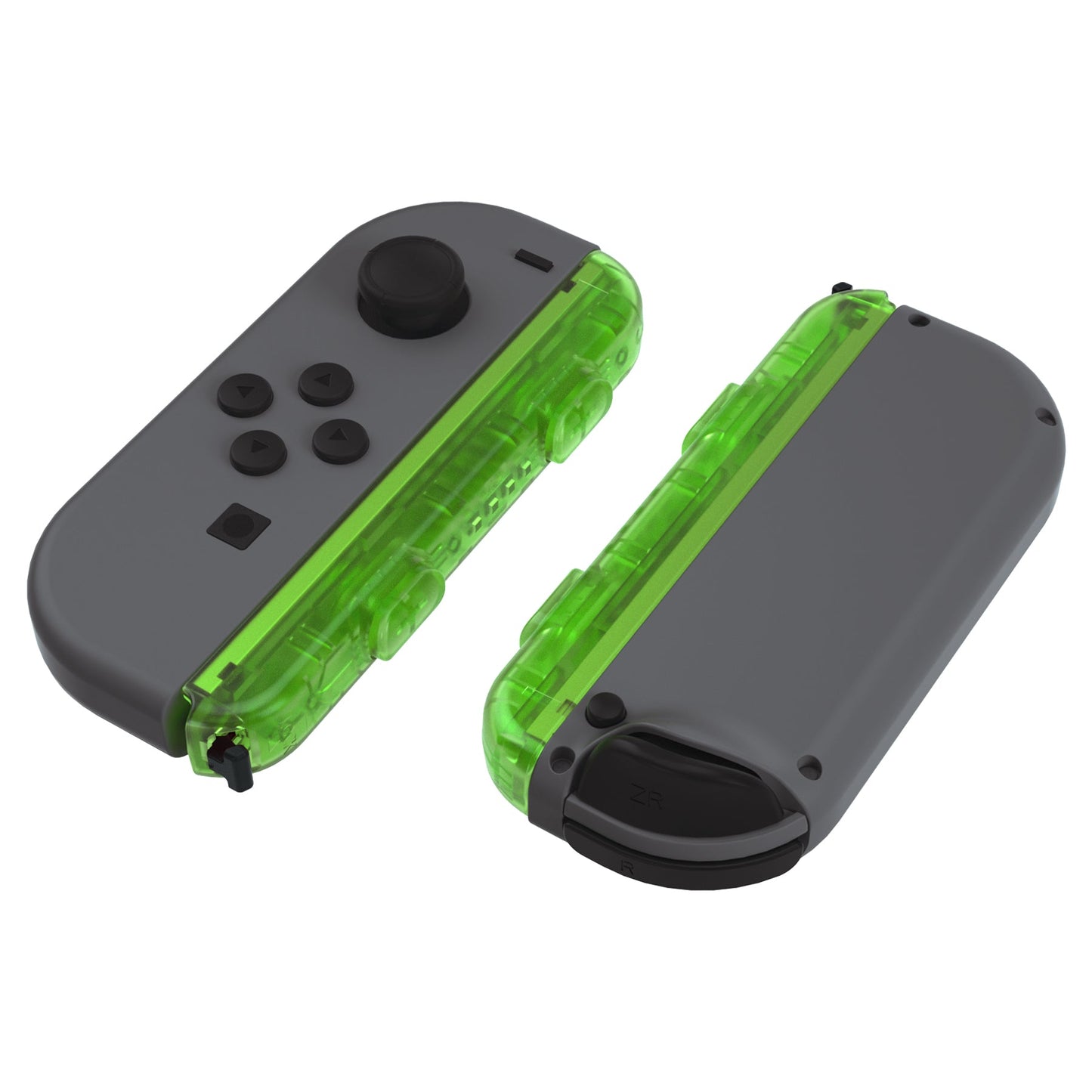 eXtremeRate Retail Clear Green Replacement shell for NS Switch Joycon Strap, Custom Joy-Con Wrist Strap Housing Buttons for NS Switch - 2 Pack - UEM503