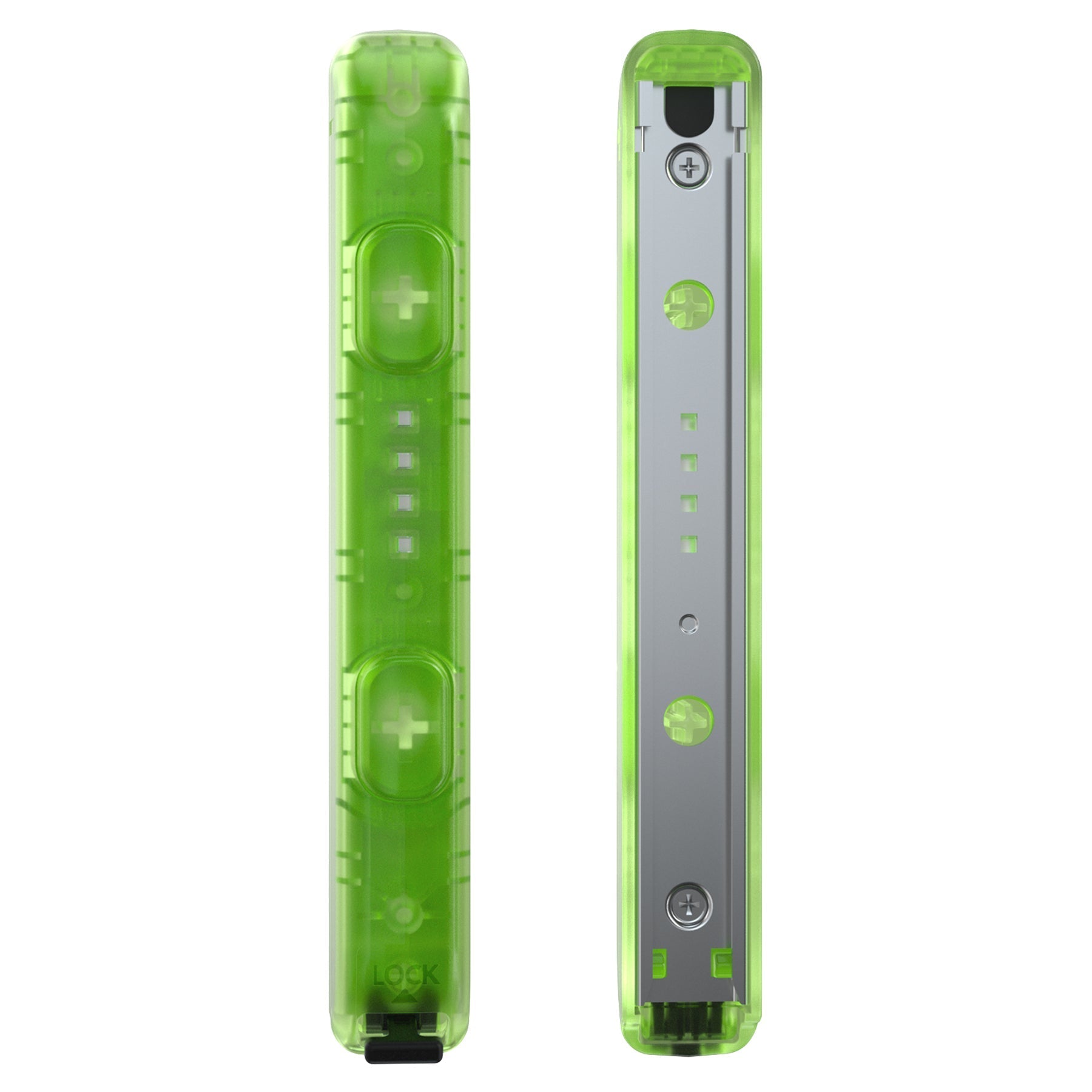 eXtremeRate Retail Clear Green Replacement shell for NS Switch Joycon Strap, Custom Joy-Con Wrist Strap Housing Buttons for NS Switch - 2 Pack - UEM503