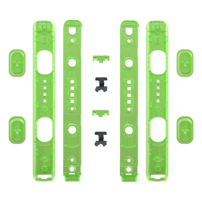 eXtremeRate Retail Clear Green Replacement shell for NS Switch Joycon Strap, Custom Joy-Con Wrist Strap Housing Buttons for NS Switch - 2 Pack - UEM503