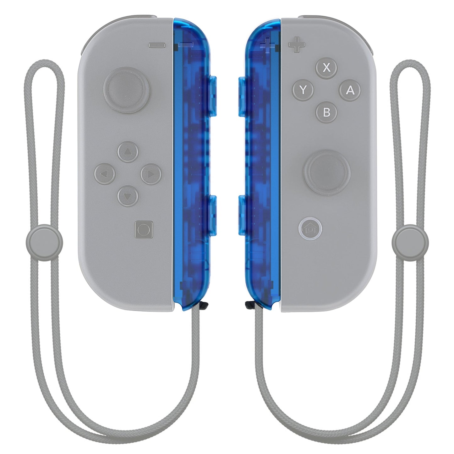 eXtremeRate Retail Clear Blue Replacement shell for NS Switch Joycon Strap, Custom Joy-Con Wrist Strap Housing Buttons for NS Switch - 2 Pack - UEM504