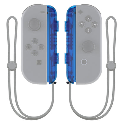 eXtremeRate Retail Clear Blue Replacement shell for NS Switch Joycon Strap, Custom Joy-Con Wrist Strap Housing Buttons for NS Switch - 2 Pack - UEM504